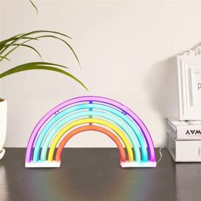 img 1 attached to 🌈 QiaoFei Rainbow Neon Light Signs: Vibrant Rainbow Wall Decor for Kids Room, Perfect Children's Gifts, USB/Battery Operated LED Night Lights