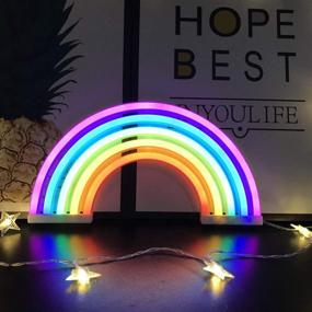 img 3 attached to 🌈 QiaoFei Rainbow Neon Light Signs: Vibrant Rainbow Wall Decor for Kids Room, Perfect Children's Gifts, USB/Battery Operated LED Night Lights