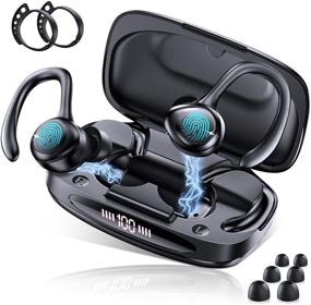 img 4 attached to 🎧 Waterproof Wireless Earbuds Bluetooth WQRTTID 2-in-1 TWS Deep Bass Earphones with Microphone, LED Digital Display for Sport, Running, Gym - In-Ear & Earhooks Bluetooth Headphones