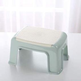 img 1 attached to 🪜 Simple Style ABS Plastic Step Stool - Home, Office, Kindergarten - White with Blue