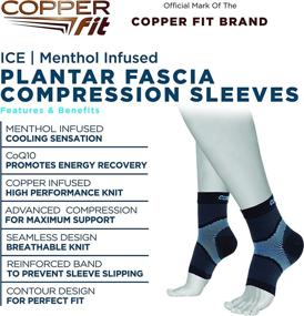 img 1 attached to Copper Fit ICE Plantar Fasciitis Compression Ankle Sleeve: Cooling Menthol Infused, 1 Pair