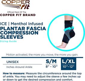 img 3 attached to Copper Fit ICE Plantar Fasciitis Compression Ankle Sleeve: Cooling Menthol Infused, 1 Pair