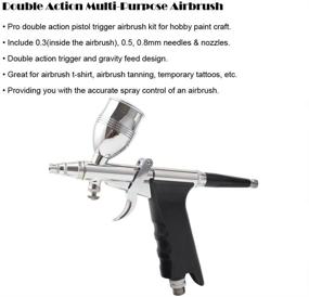 img 3 attached to 🖌 Precision Trigger Style Gravity-Feed Dual-Action Airbrush Pen Spray Gun Set with 3 Tip Sizes (0.3mm, 0.5mm, 0.8mm)