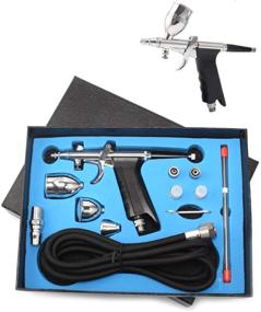 img 4 attached to 🖌 Precision Trigger Style Gravity-Feed Dual-Action Airbrush Pen Spray Gun Set with 3 Tip Sizes (0.3mm, 0.5mm, 0.8mm)