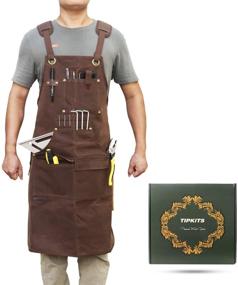 img 4 attached to 🔨 Tipkits Woodworking Apron: 9 Tool Pockets & 20 oz Waxed Canvas for Carpenter's - Magnetic Holders & Perfect Gift