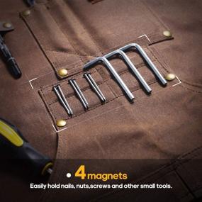 img 2 attached to 🔨 Tipkits Woodworking Apron: 9 Tool Pockets & 20 oz Waxed Canvas for Carpenter's - Magnetic Holders & Perfect Gift