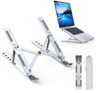 🖥️ humixx laptop stand - foldable aluminum holder with 5 adjustable degrees, ergonomic design, heat-vent, slide-proof silicone & protective hooks - compatible with macbook/air/pro (10-16 inches) logo