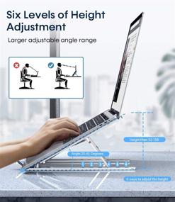 img 3 attached to 🖥️ Humixx Laptop Stand - Foldable Aluminum Holder with 5 Adjustable Degrees, Ergonomic Design, Heat-Vent, Slide-Proof Silicone & Protective Hooks - Compatible with MacBook/Air/Pro (10-16 Inches)