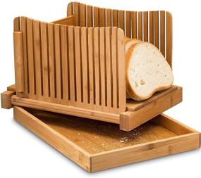 img 3 attached to 🍞 Bamboo Bread Slicer with Crumb Tray - Foldable Storage & Adjustable Slice Thickness - Ideal for Homemade Bread, Cakes, Bagels