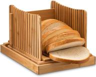 🍞 bamboo bread slicer with crumb tray - foldable storage & adjustable slice thickness - ideal for homemade bread, cakes, bagels logo