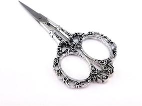 img 4 attached to Yueton Vintage European Style Plum Blossom Embroidery Scissors - Elegant Silver Needlework Tool