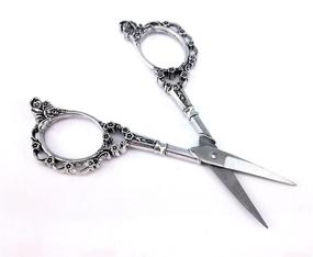 img 1 attached to Yueton Vintage European Style Plum Blossom Embroidery Scissors - Elegant Silver Needlework Tool