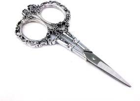 img 2 attached to Yueton Vintage European Style Plum Blossom Embroidery Scissors - Elegant Silver Needlework Tool