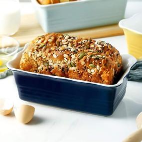 img 3 attached to 🍞 Joyroom Ceramic Bread Loaf Pan - Rectangular Baking Pan for Bread, 9 x 5 inch Size, Circle Collection (Indigo)