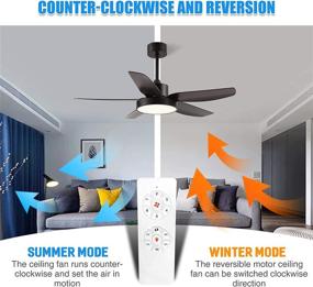 img 1 attached to 46'' Black Ceiling Fan with Light and Remote Control - Flush Mount, 3 Color Change, Adjustable Speeds, Timer Control - Ideal for Living Room and Bedroom