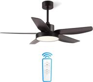 46'' black ceiling fan with light and remote control - flush mount, 3 color change, adjustable speeds, timer control - ideal for living room and bedroom логотип