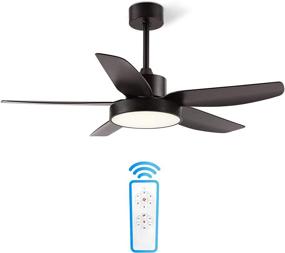 img 4 attached to 46'' Black Ceiling Fan with Light and Remote Control - Flush Mount, 3 Color Change, Adjustable Speeds, Timer Control - Ideal for Living Room and Bedroom