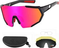 cycling sports sunglasses with 3 interchangeable lenses for men and women - ideal for cycling, baseball, running, fishing, and golf logo