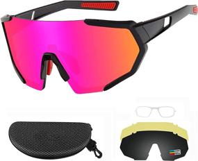 img 4 attached to Cycling Sports Sunglasses with 3 Interchangeable Lenses for Men and Women - Ideal for Cycling, Baseball, Running, Fishing, and Golf