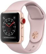 renewed apple watch series 3 (38mm) - gold aluminum case with pink sand sport band, gps + cellular enabled logo
