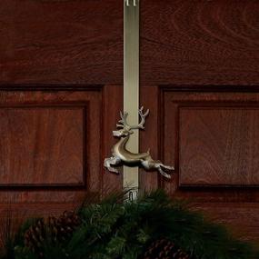 img 2 attached to Antique Brass Reindeer Haute Decor Adapt Adjustable Length Wreath Hanger with Removable Icon