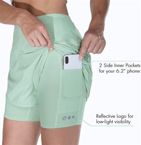 img 3 attached to 🏃 BALEAF Women's 2-in-1 High Waist Running Shorts with Pockets for Gym, Workout, Yoga - Includes Liner