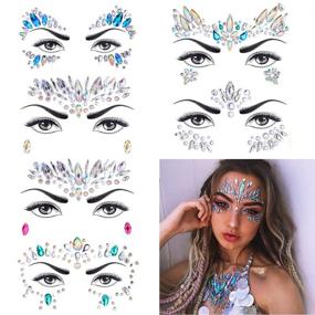 img 4 attached to 🧜 6 Sets Mermaid Face Gems Glitter for Wow-worthy Rave Festivals, Rhinestone Face Jewels, Crystals Face Stickers for Stunning Eyes, Body Temporary Tattoos for Women