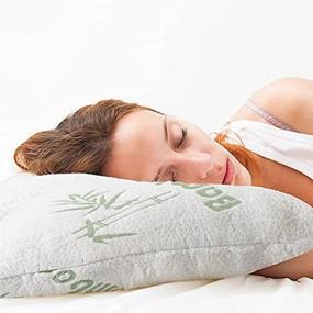 img 1 attached to 🌿 Бамбуковая подушка Brijo стандартного размера с наполнителем из измельченной пены с памятью - снятие боли в шее, спине и плечах, подходит для бокового сна, спины или живота, охлаждающая и гипоаллергенная, против храпа.