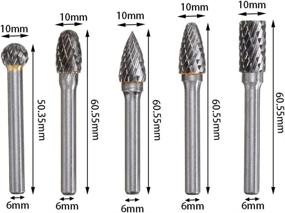 img 3 attached to 🔩 YEEZUGO 5PCS Double Cut Tungsten Carbide Rotary Burrs 1/4-Inch Shank and 2/5-Inch Head Size Die Grinder Bits for Drilling, Polishing, Carving, and Engraving