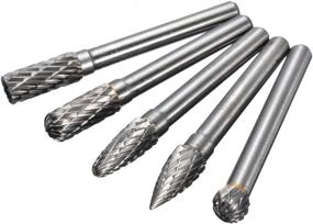 img 2 attached to 🔩 YEEZUGO 5PCS Double Cut Tungsten Carbide Rotary Burrs 1/4-Inch Shank and 2/5-Inch Head Size Die Grinder Bits for Drilling, Polishing, Carving, and Engraving