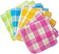 honla cotton windowpane kitchen dish cloths, set of 8 in 4 assorted colors - 13x13 inches, machine washable: a reliable kitchen essential logo