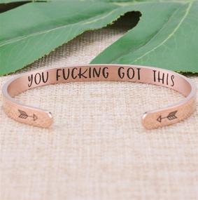 img 3 attached to 💫 Stainless Steel Rose Gold Cuff Bracelets - Inspirational Jewelry Gift for Girls, Women, and Friends