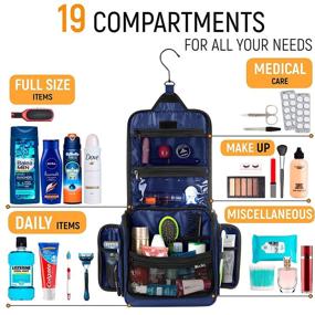 img 1 attached to 🧳 High-quality Hanging Travel Toiletry Bag for Men and Women - Toiletry Organizer - Waterproof Hygiene Bag with Durable Swivel Hook, Reliable Zippers and Multiple Compartments for Toiletries, Makeup, Cosmetics