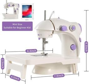img 3 attached to 🧵 Beginner Kid's Mini Sewing Machine Kit: Enjoylf Portable 2-Speed 2-Thread Sewing Machine with DIY Materials, Extension Table, Lamp, Cutter, and Foot Pedal