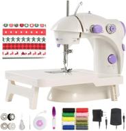 🧵 beginner kid's mini sewing machine kit: enjoylf portable 2-speed 2-thread sewing machine with diy materials, extension table, lamp, cutter, and foot pedal logo