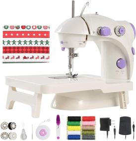 img 4 attached to 🧵 Beginner Kid's Mini Sewing Machine Kit: Enjoylf Portable 2-Speed 2-Thread Sewing Machine with DIY Materials, Extension Table, Lamp, Cutter, and Foot Pedal