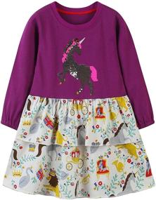 img 2 attached to 👗 Cotton Long Sleeve Girls Dresses for Kids ages 1-7 Years by Bumeex Toddler Girl Clothes