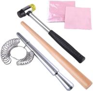 💍 jewelry making kit - kuuqa metal ring sizer mandrel with ring sizer gauge set, rubber mallet hammer, wood ring adjuster stick, and 2 polishing cloths logo