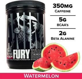 img 3 attached to 🍉 Порошковая добавка для предтренировочной подготовки Animal Fury: повышение энергии и улучшение концентрации с BCAA, кофеином и оксидом азота - мощный стимулятор для бодибилдеров- вкус арбуза, 16,96 унции