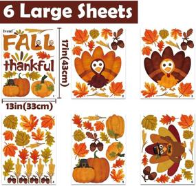 img 3 attached to Ivenf Thanksgiving Decorations Window Clings: Extra Large Autumn Fall Leaves Turkey Pumpkin Decal Set - 6 Sheets, 80 pcs. Perfect for Kids, School, Home, Office, and Party Supplies!