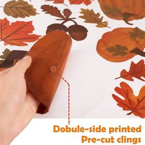 img 2 attached to Ivenf Thanksgiving Decorations Window Clings: Extra Large Autumn Fall Leaves Turkey Pumpkin Decal Set - 6 Sheets, 80 pcs. Perfect for Kids, School, Home, Office, and Party Supplies!