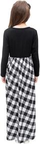 img 3 attached to 👗 Girls Long Sleeve Maxi Dress with Pockets for Ages 6-14 - Buffalo Check Plaid Casual Dresses