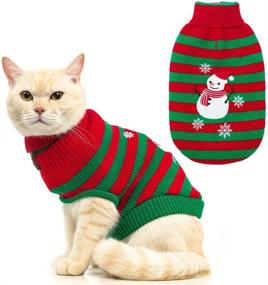 img 4 attached to KOOLTAIL Christmas Cat Sweater - Snowman Stripes Winter Holiday Sweater Soft Knit for Cats & Small Dogs - Keep Warm in Ugly Xmas Sweaters Jumpsuits