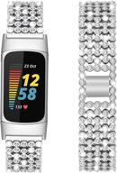 💎 stylish and sparkling: koreda compatible with fitbit charge 5 bands for women, silver diamond rhinestone metal bracelet replacement - perfect for fitbit charge 5 advanced fitness tracker logo