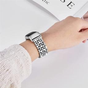 img 1 attached to 💎 Stylish and Sparkling: KOREDA Compatible with Fitbit Charge 5 Bands for Women, Silver Diamond Rhinestone Metal Bracelet Replacement - Perfect for Fitbit Charge 5 Advanced Fitness Tracker