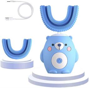 img 4 attached to 🦷Ультразвуковая электрическая зубная щетка для детей, 360° чистка со шестью умными режимами, автоматическое отбеливание, водонепроницаемый дизайн IPX7, детям от 2 до 7 лет (синий)