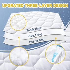 img 3 attached to 🛌 Waterproof Twin Size Mattress Pad - Soft and Breathable Quilted Mattress Protector with Deep Pocket - Fitted Mattress Cover, White