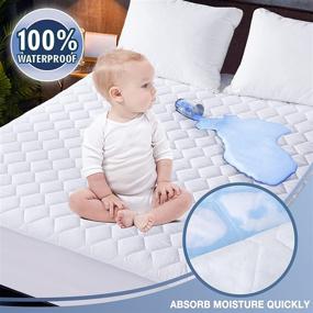 img 2 attached to 🛌 Waterproof Twin Size Mattress Pad - Soft and Breathable Quilted Mattress Protector with Deep Pocket - Fitted Mattress Cover, White