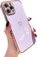 lutty cute luxury camera lens protective case for iphone 12 pro max - military grade drop protection, soft tpu electroplated edge bumper cover for women (6.7 inch) in candy purple logo