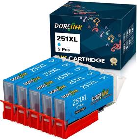 img 4 attached to Doreink 251XL Cyan Ink Cartridge Replacement for Canon CLI-251XL CLI251 XL, Compatible with PIXMA MG7120 MG6320 MG5520 MG5420 MG7520 MX922 Printers (Pack of 5)